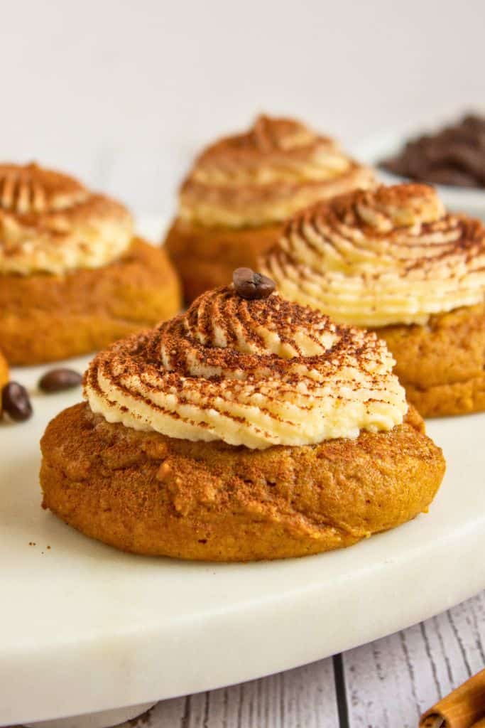 pumpkin tiramisu cookie with mascarpone frosting.