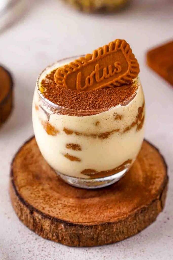 lotus biscoff tiramisu in a cup.