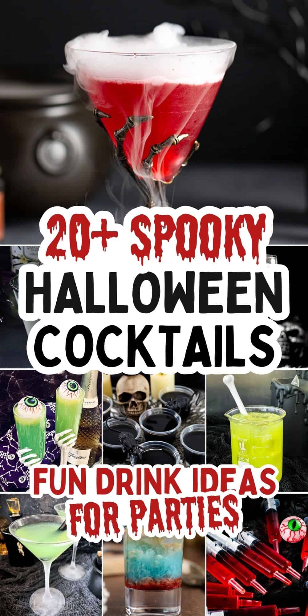 collage of halloween drinks for parties.