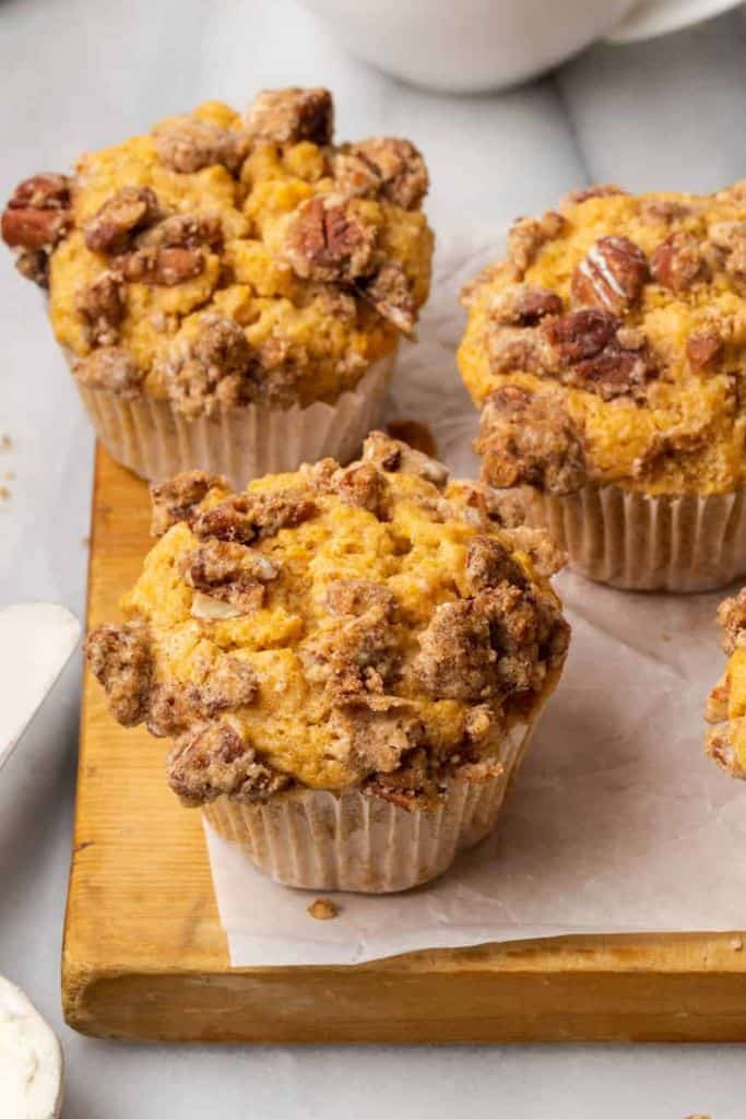 sweet potato muffins on chopping board.