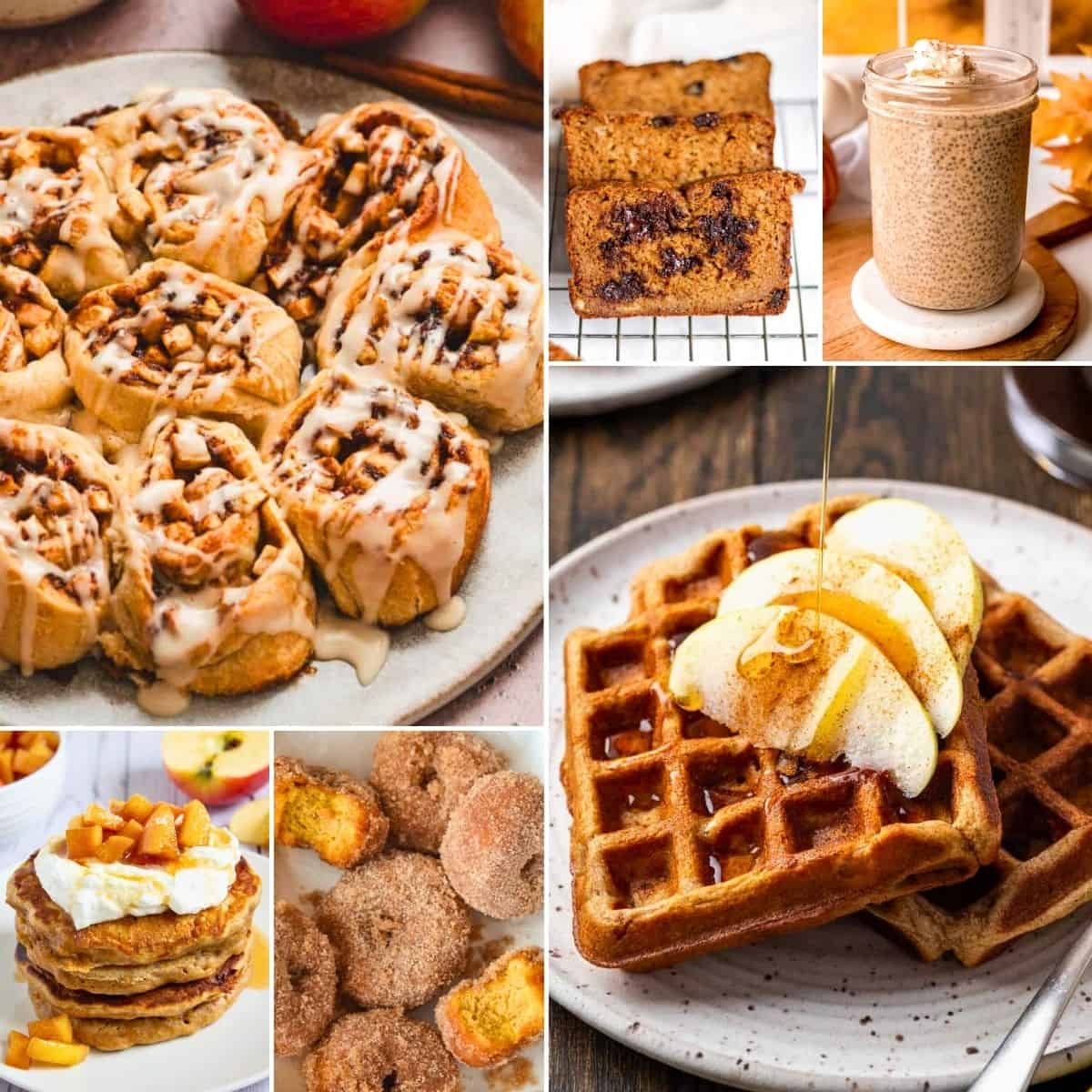 collage of fall recipes for breakfast.