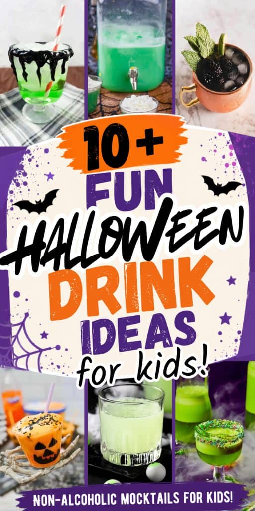 collage of kids drinks for halloween.