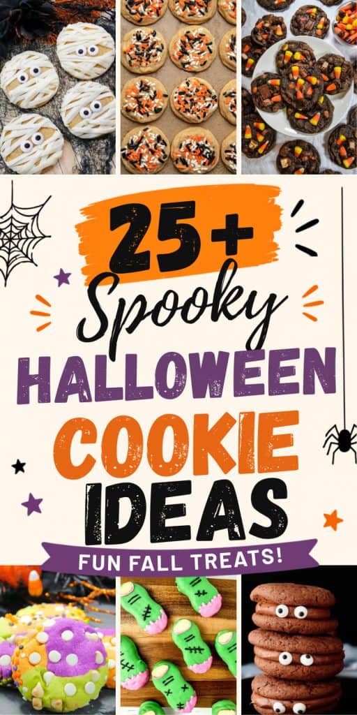 collage of halloween cookies.