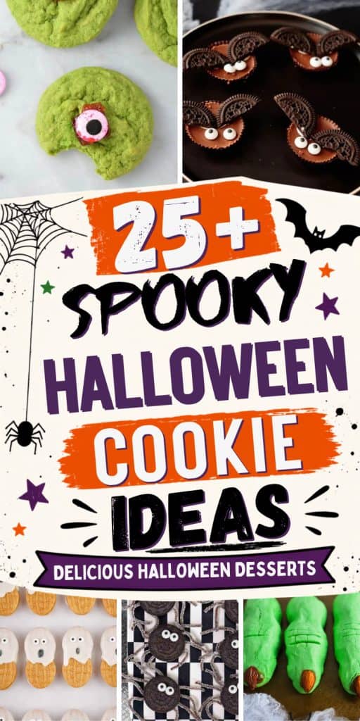 collage of halloween cookies for baking.