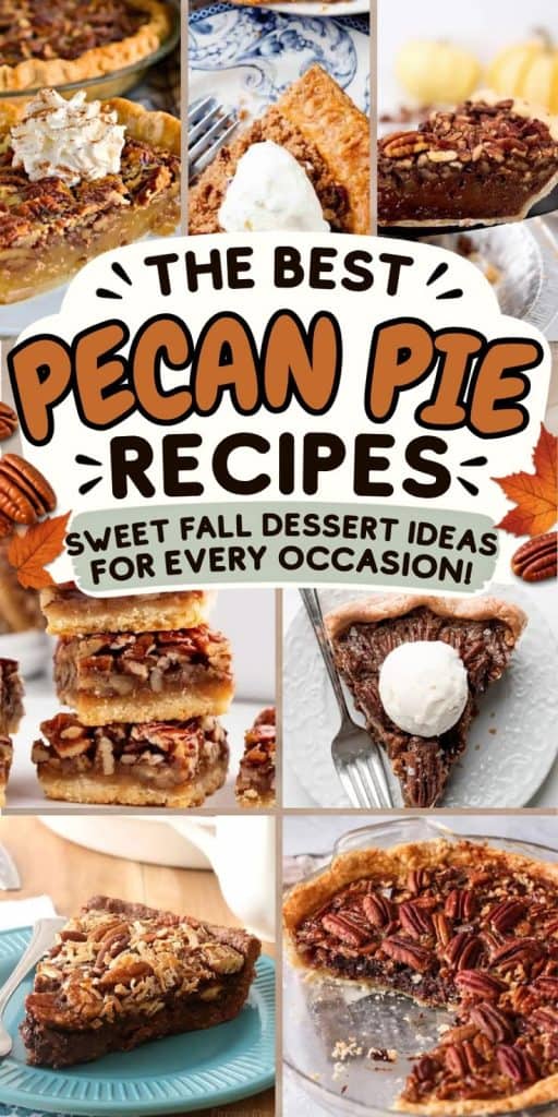 collage of pecan pie recipes for fall.