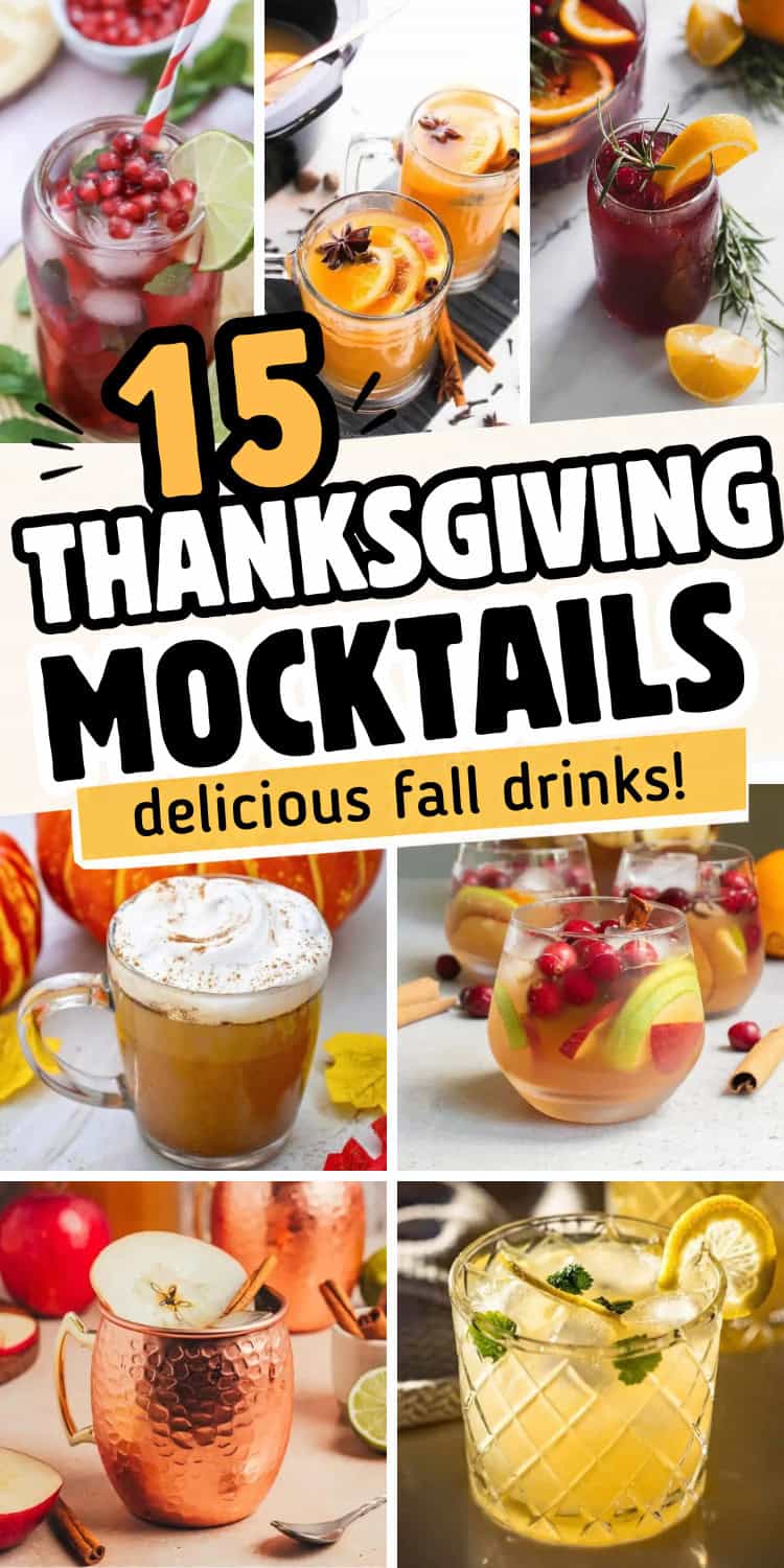 collage of thanksgiving mocktails.