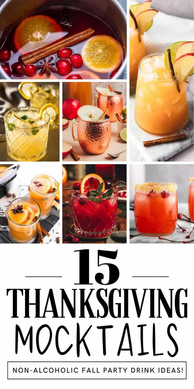 collage of thanksgiving mocktail ideas.