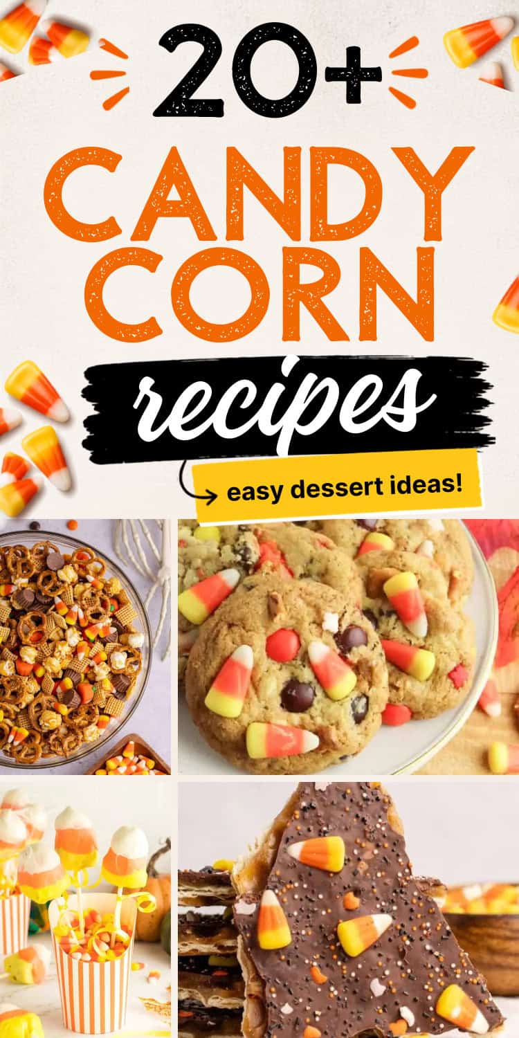 collage of candy corn dessert recipes.
