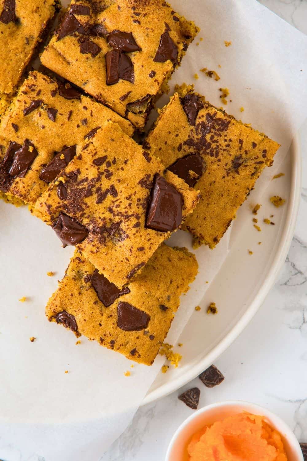 pumpkin squares on plate.