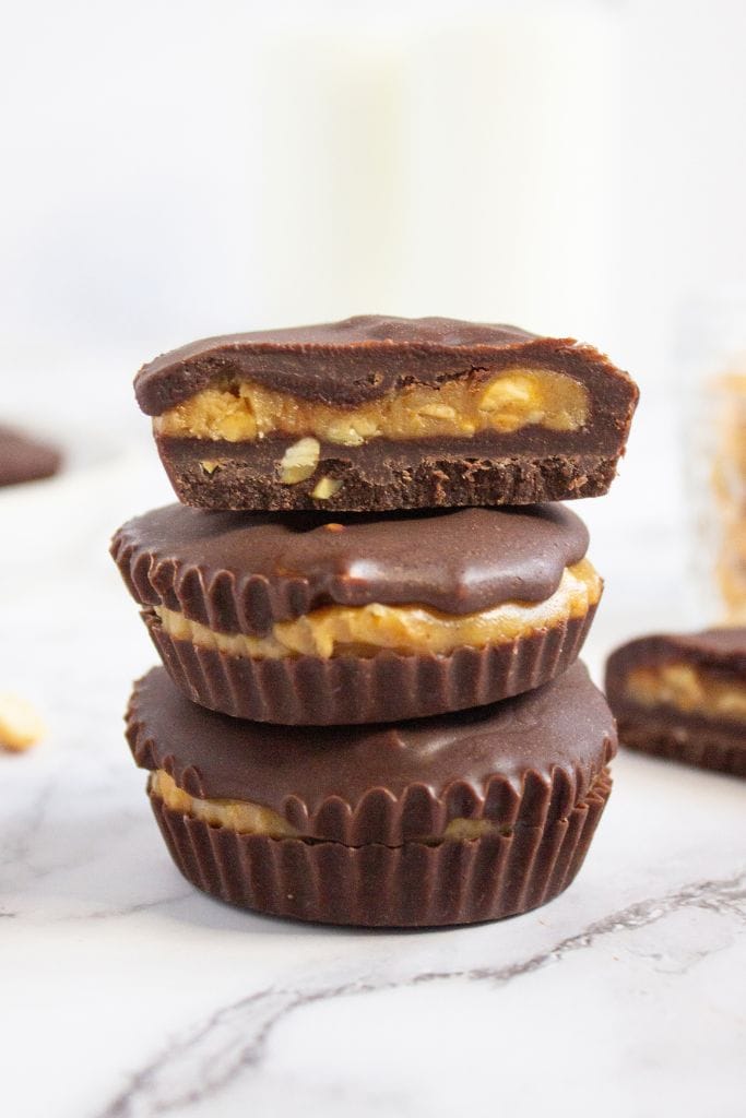 stack of homemade peanut butter cups.