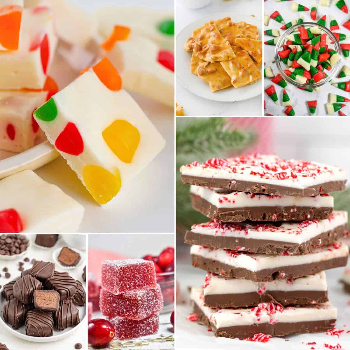 collage of holiday candies.