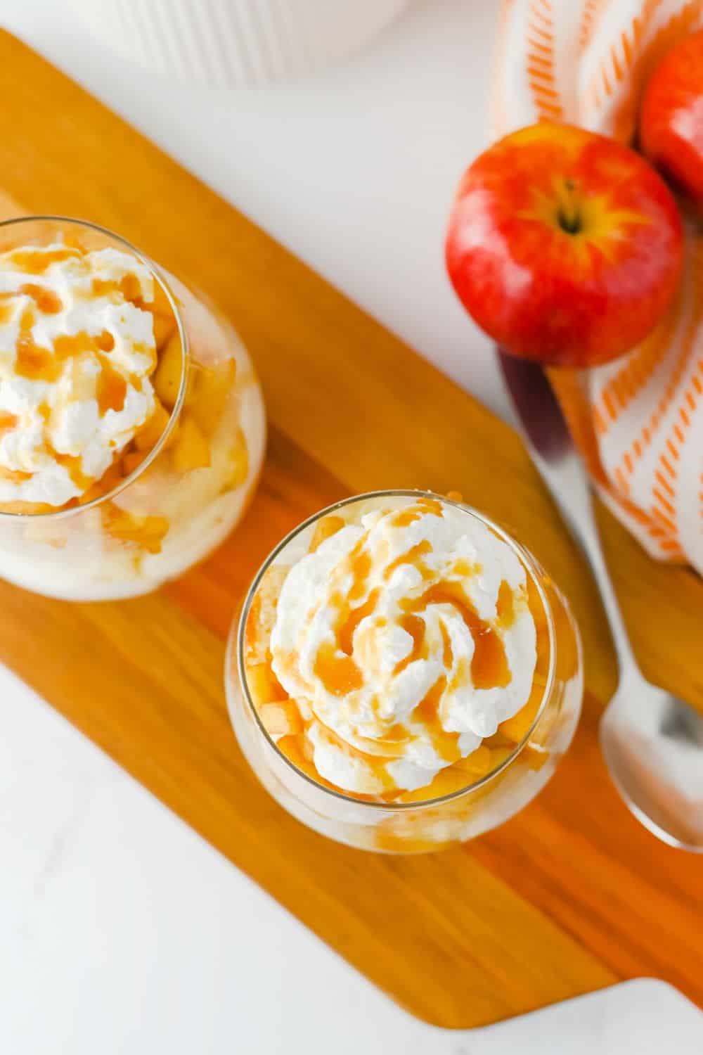 top view of fall trifles with cool whip.