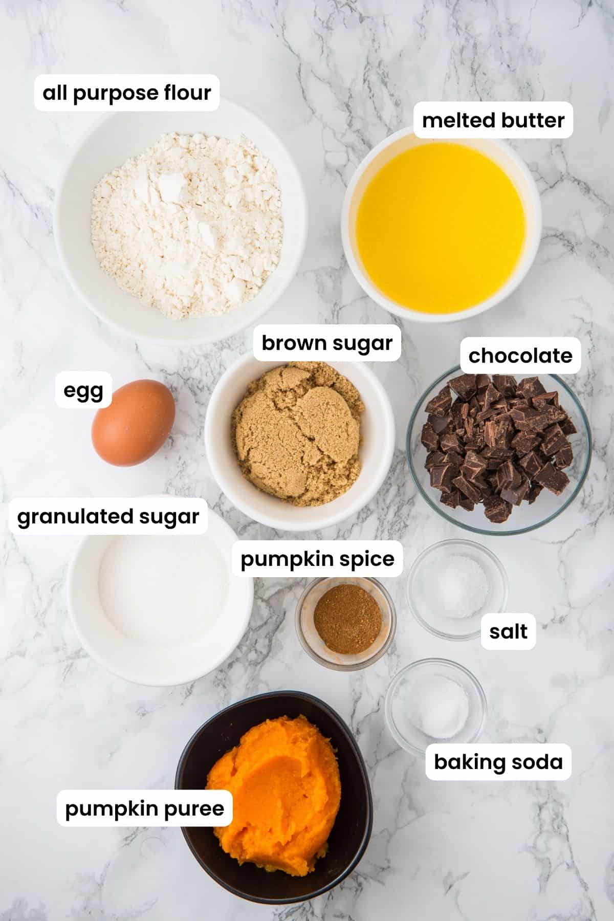 pumpkin dessert bars ingredients labelled.