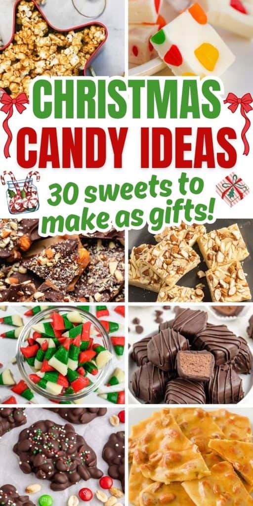 collage of holiday candy recipes.