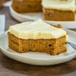 piece of ginger cake on plate.