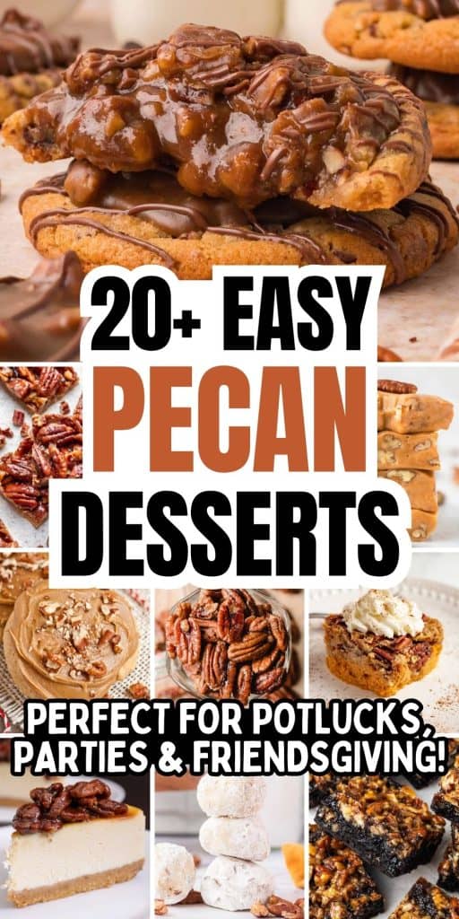 collage of pecan dessert ideas.