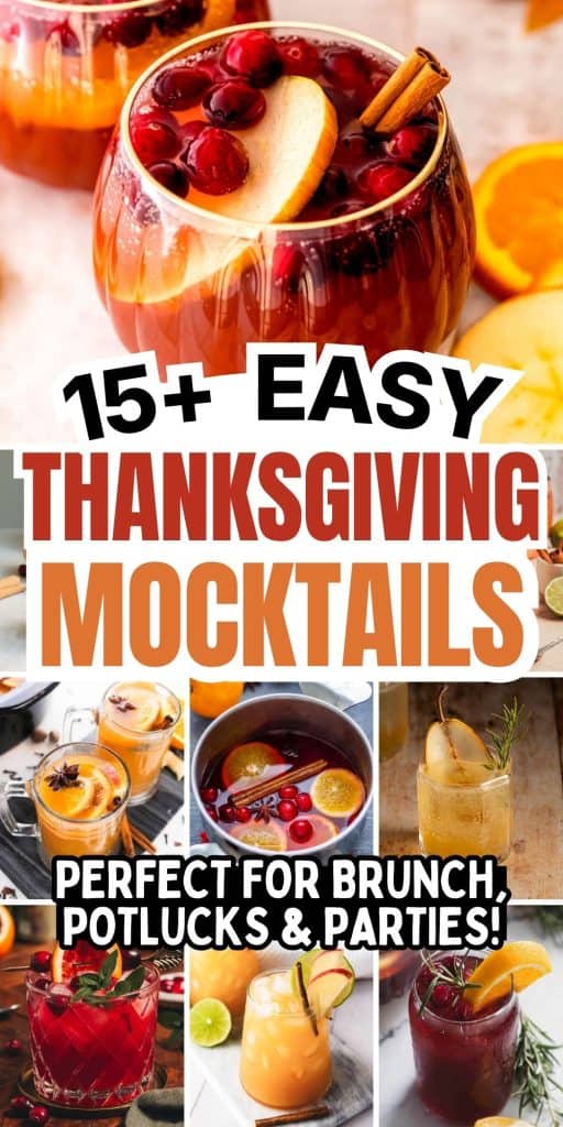 collage of thanksgiving mocktail recipes.