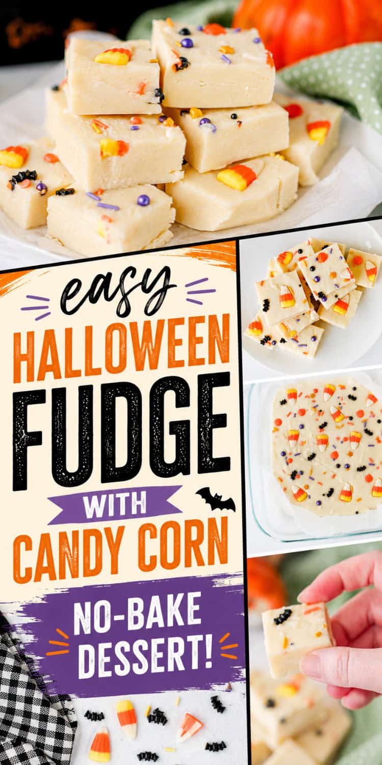 collage of white chocolate fudge for halloween.