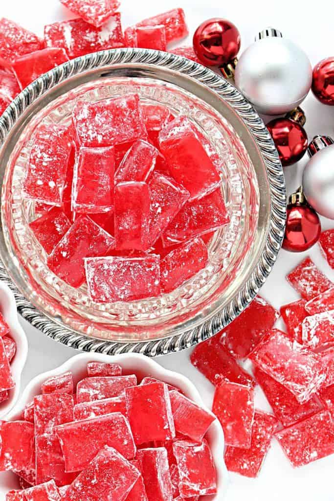 bowl of red hard candy.