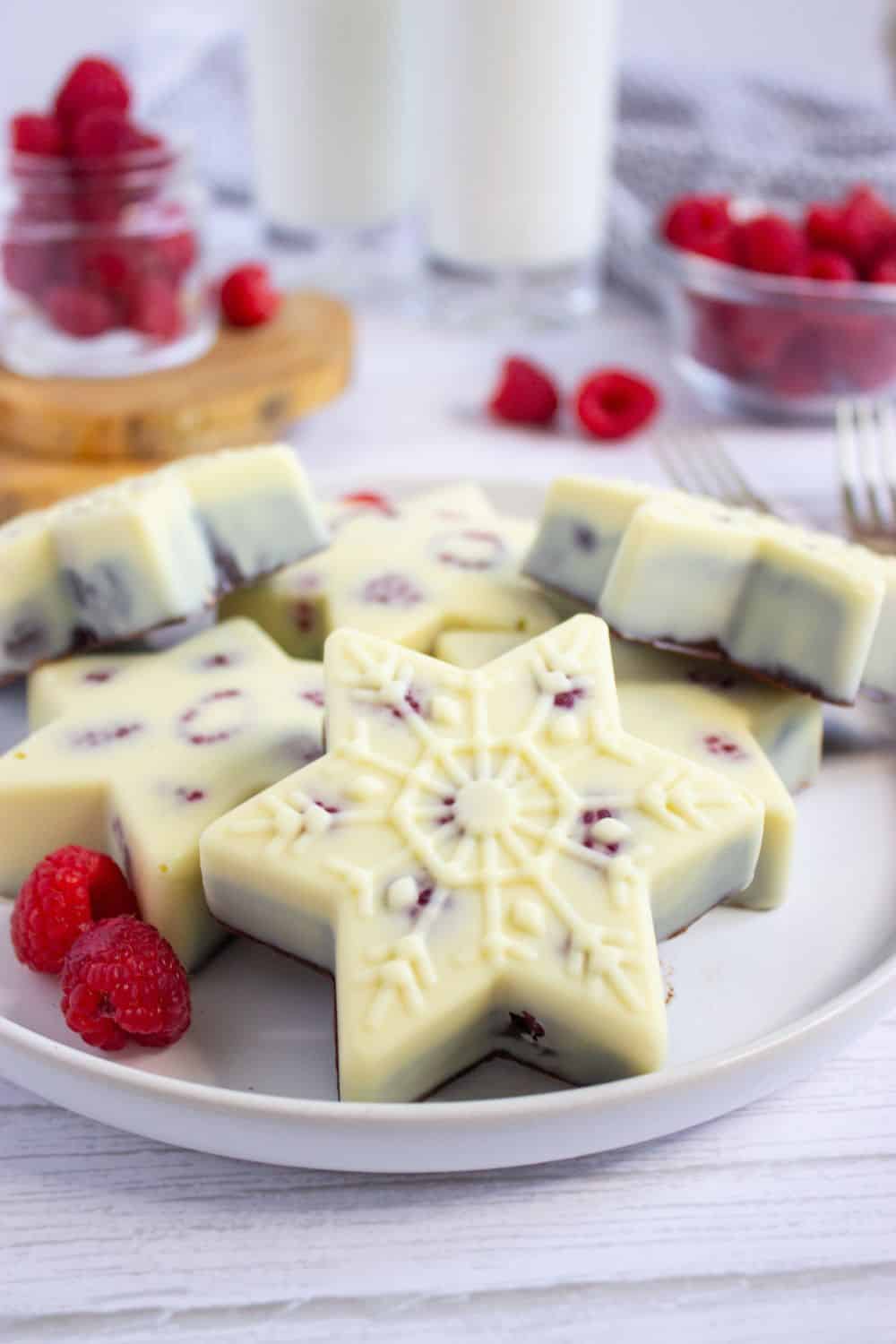 white chocolate fudge on plate.