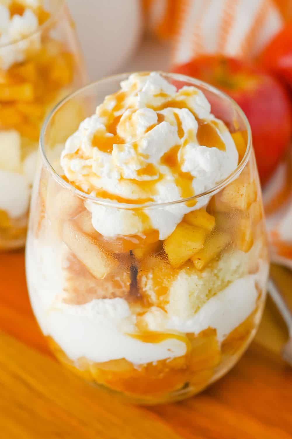 easy apple dessert trifle in a cup.