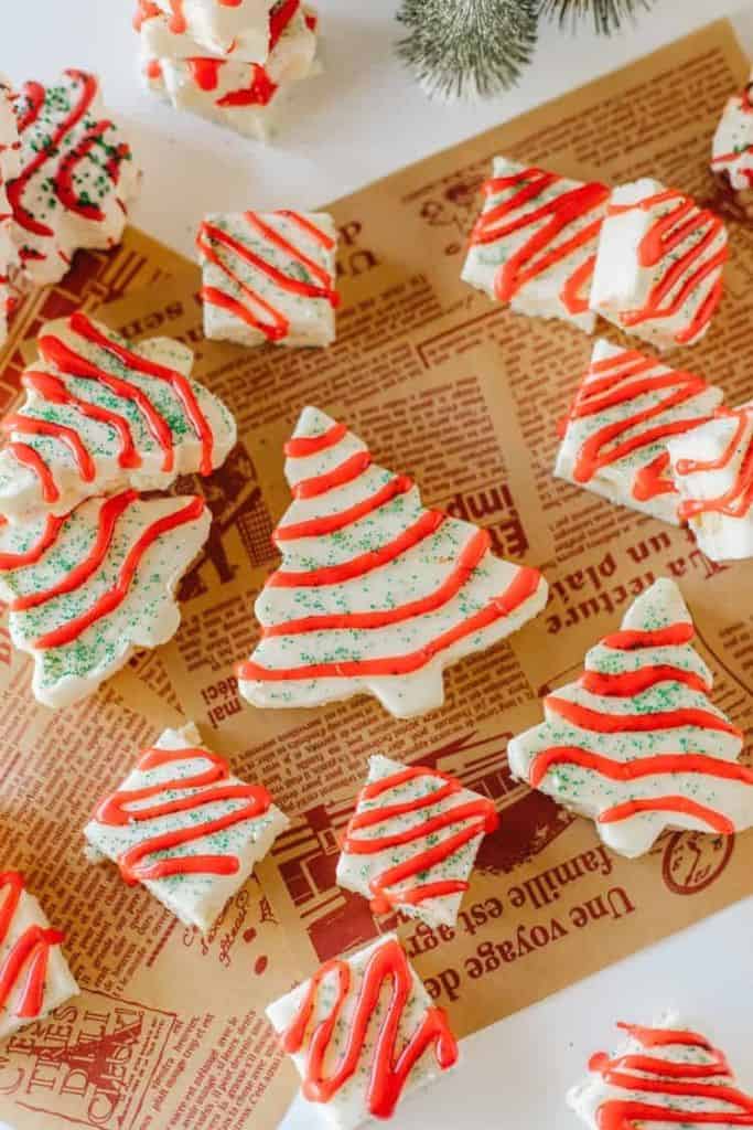 christmas tree shaped fudge pieces.