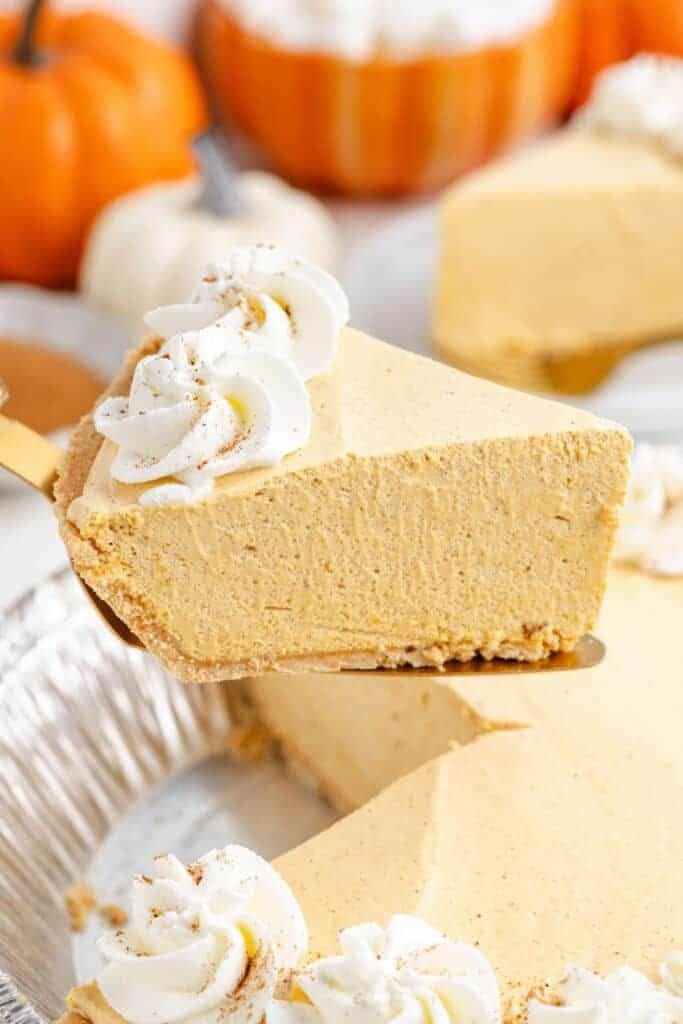slice of marshmallow pumpkin pie.