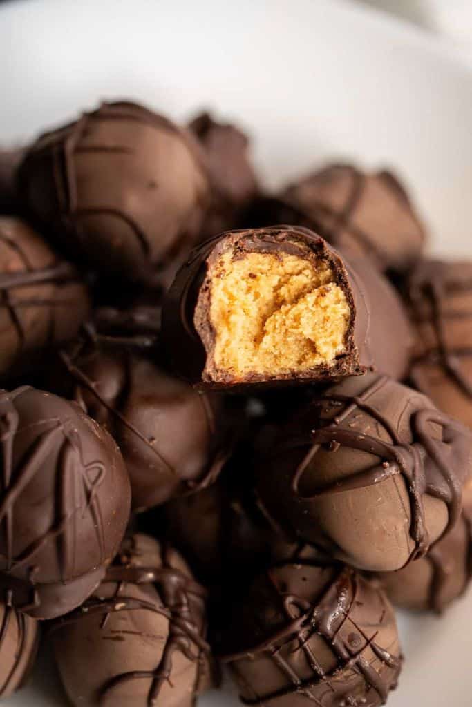 chocolate coated peanut butter balls.