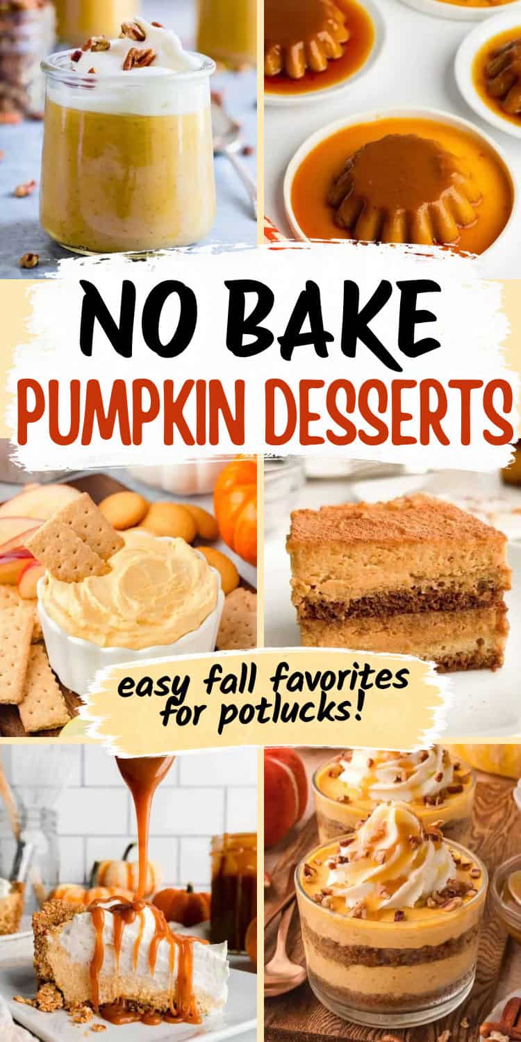 collage of no bake pumpkin dessert ideas.