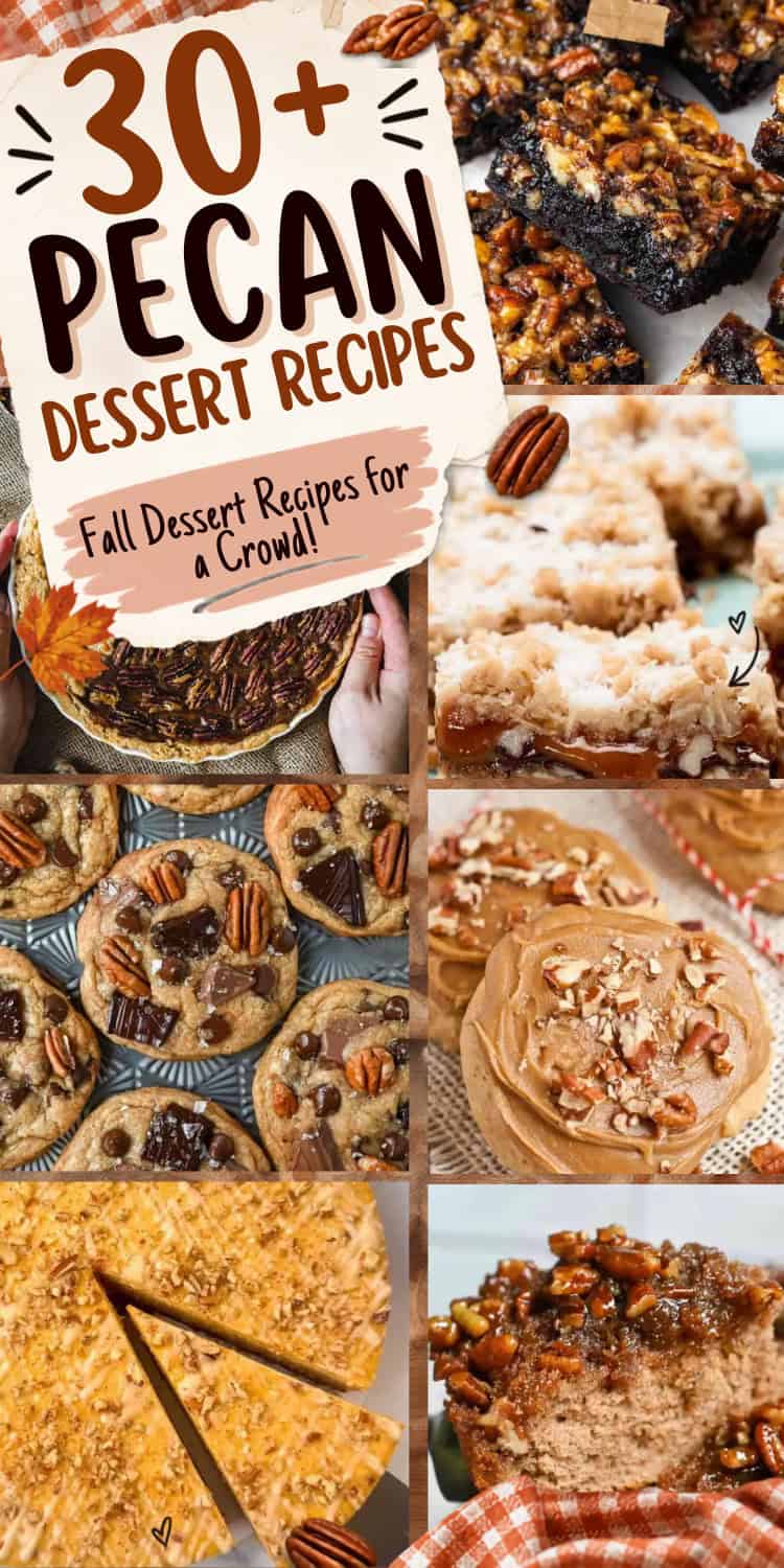 collage of pecan desserts for fall.