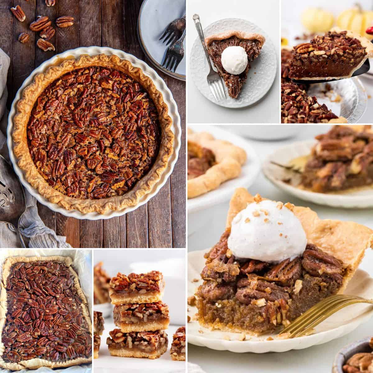 collage of the best pecan pie recipes.