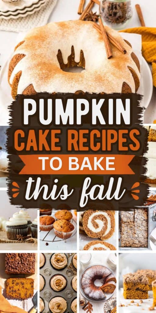 collage of pumpkin cake recipes.