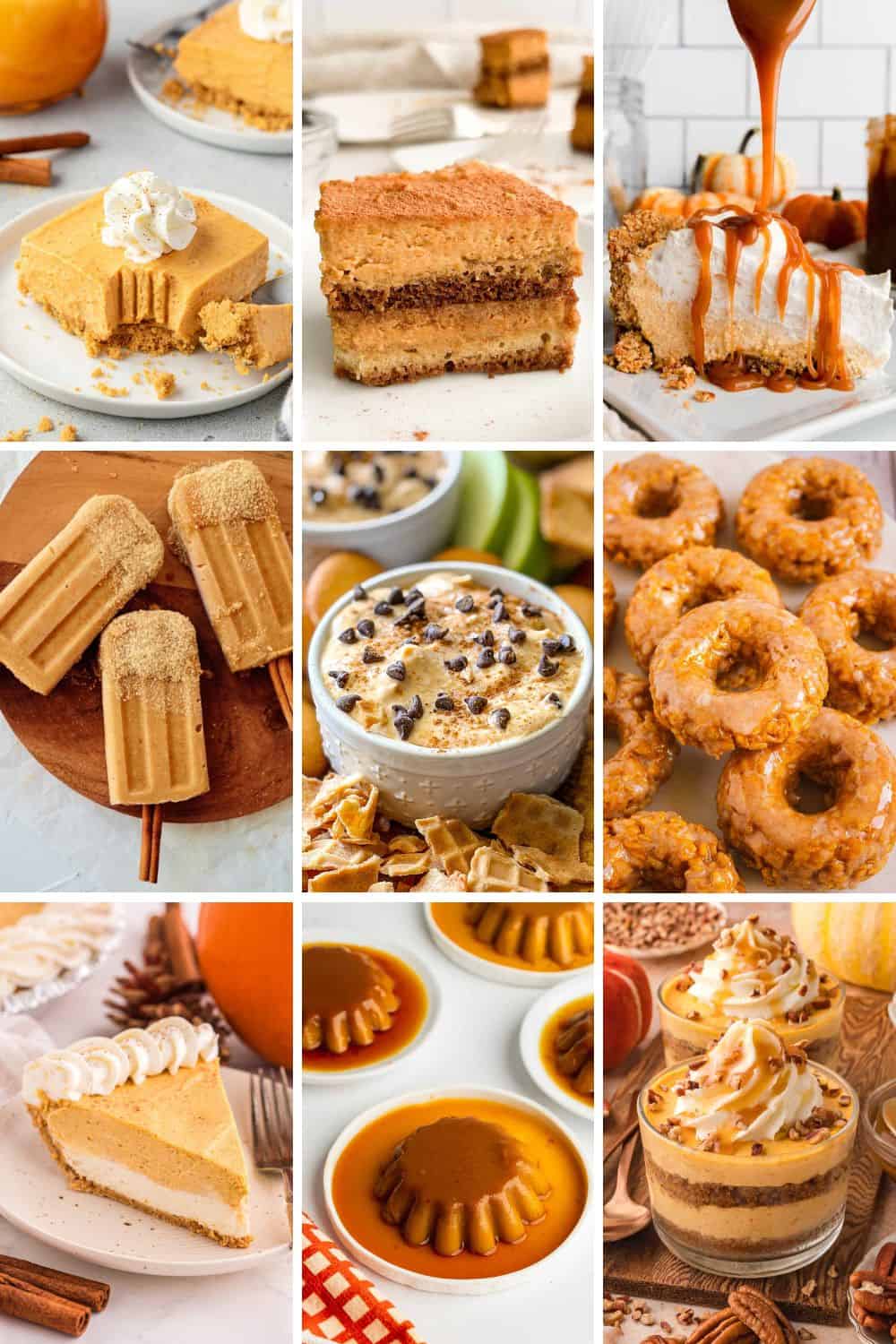 collage of pumpkin desserts no bake ideas.