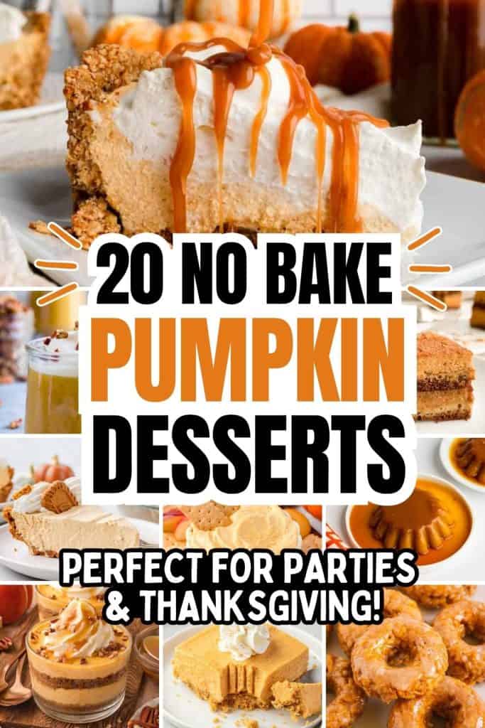 collage of easy pumpkin desserts with text.