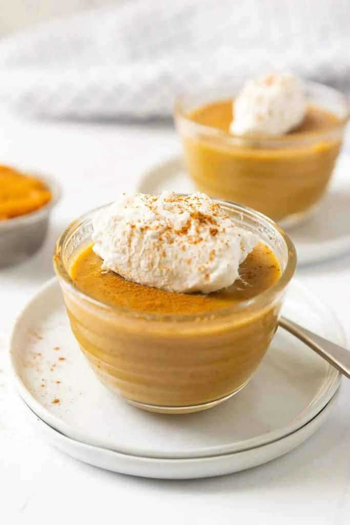 individual pumpkin pudding in a cup.