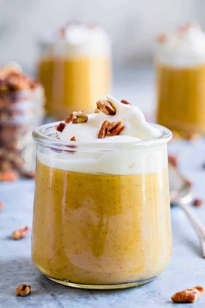 pumpkin pudding in a cup.