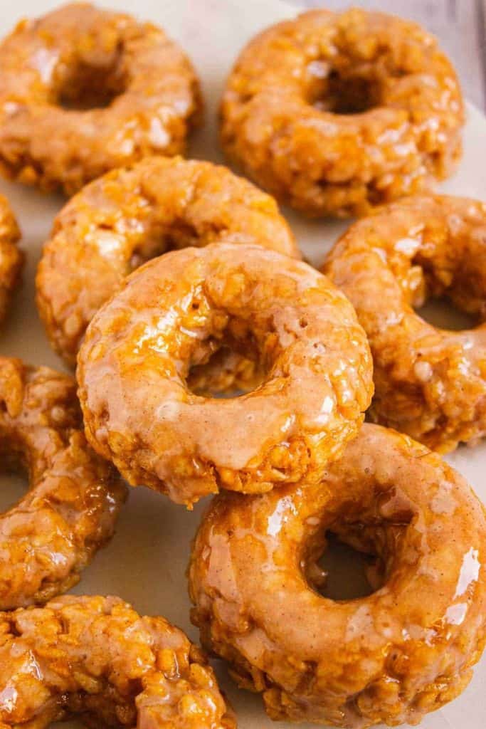 pumpkin rice krispie donuts glazed.