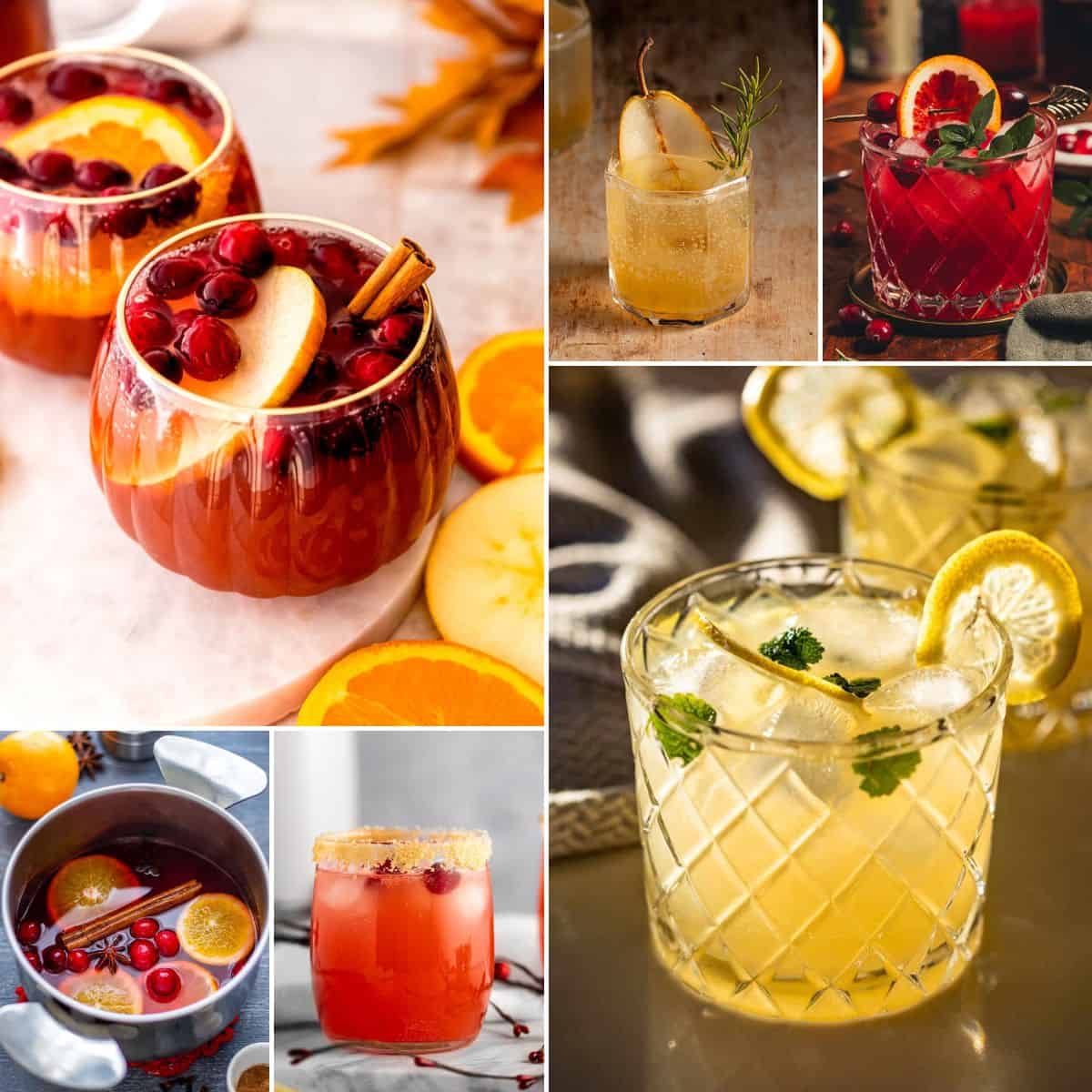 collage of thanksgiving drinks non alcoholic.