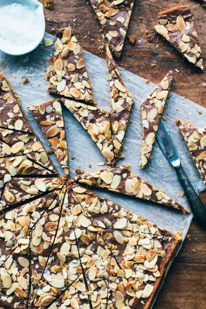 pieces of toffee cookie bark.