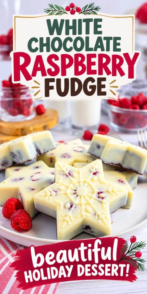 snowflake shaped white chocolate raspberry fudge.