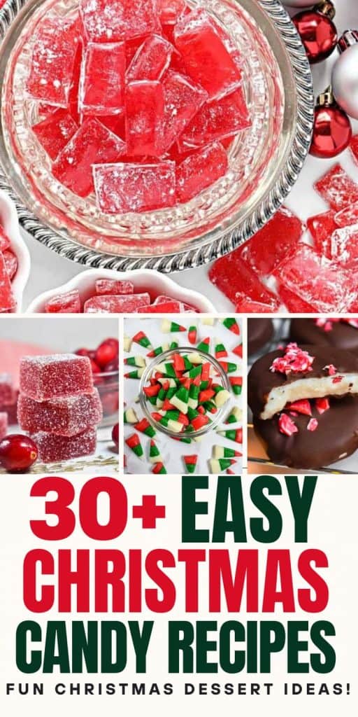 collage of holiday candy ideas.