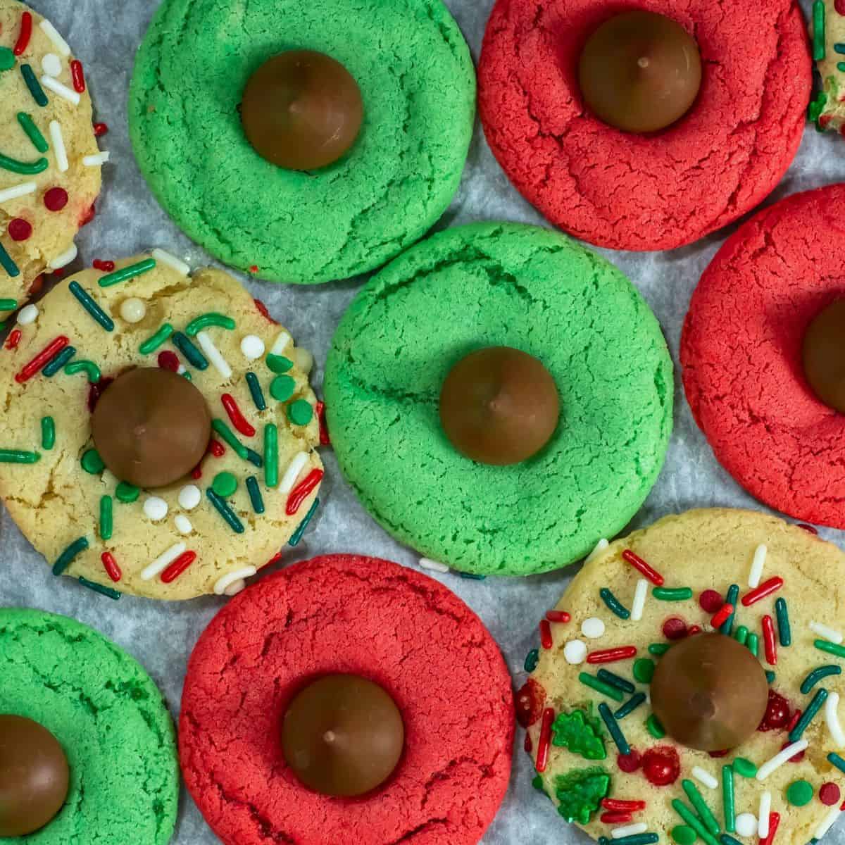 holiday blossom cookies with hershey kisses.