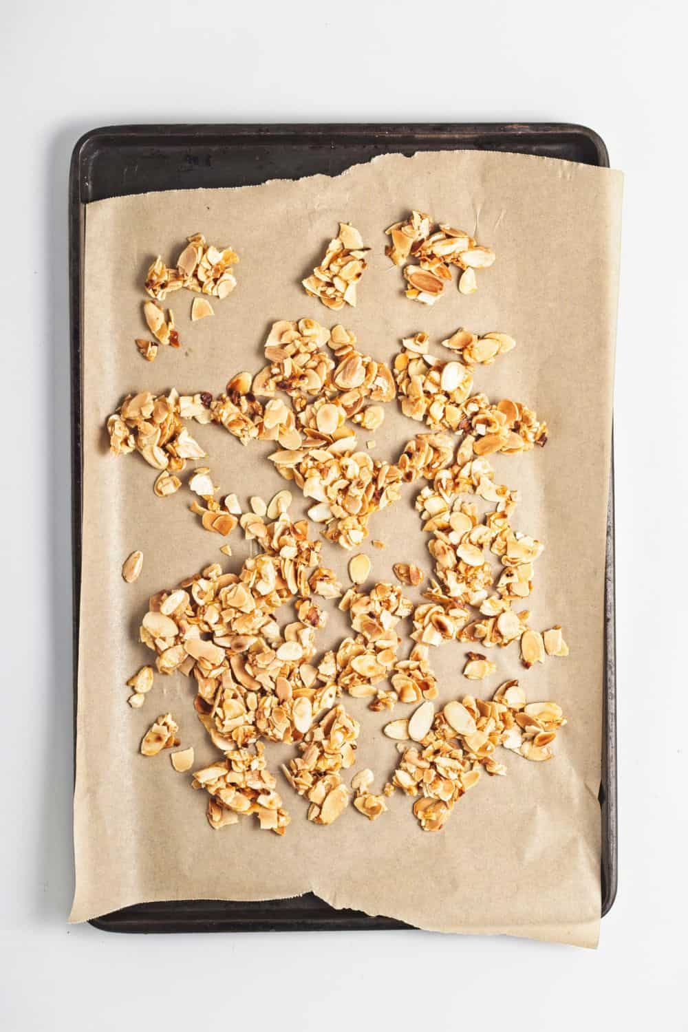 candied almonds on tray.