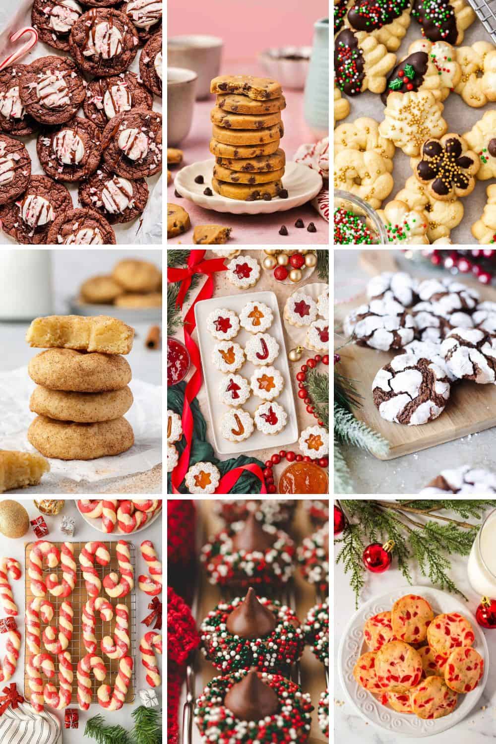 collage of holiday cookies.