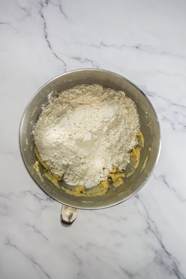 holiday cookie mixture in bowl.