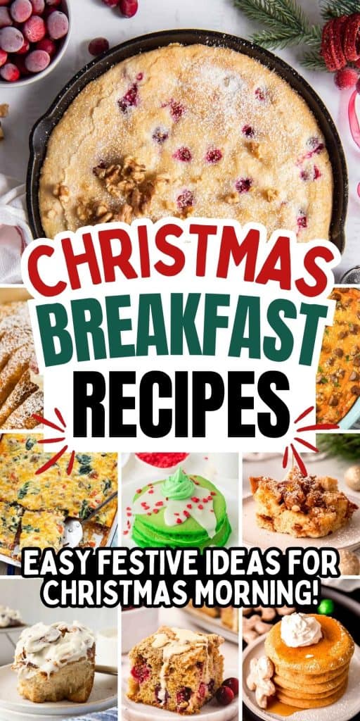 collage of christmas breakfast recipes.