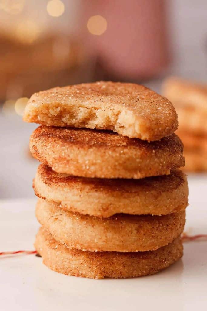 stack of cinnamon shortbread cookies.
