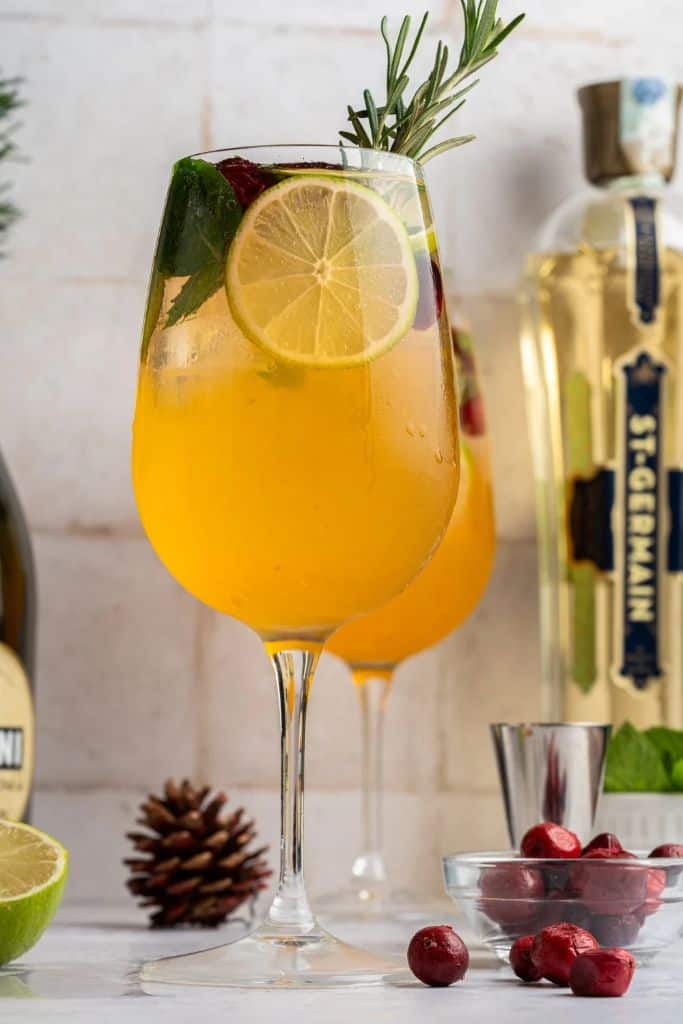 hugo spritz with cranberries.