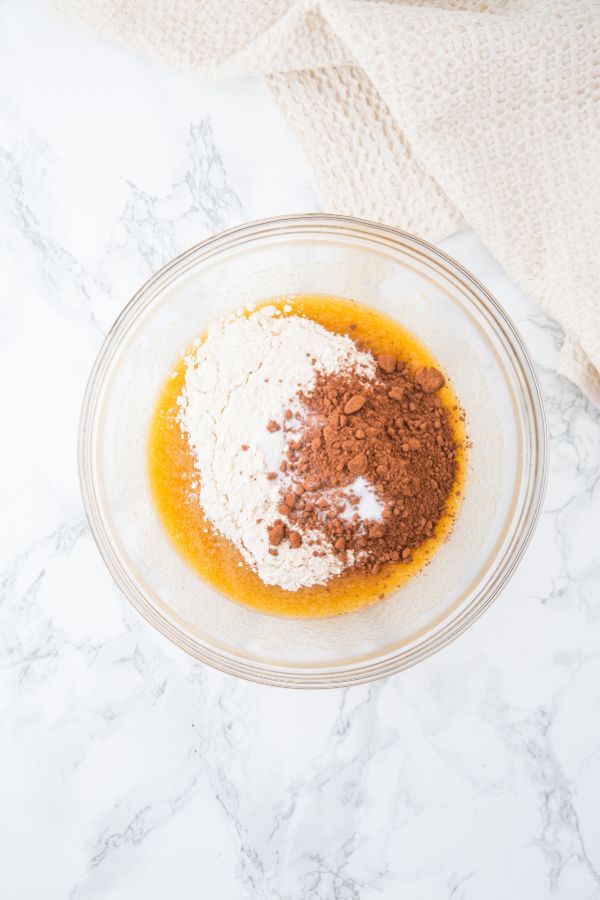 dry ingredients in bowl with wet.