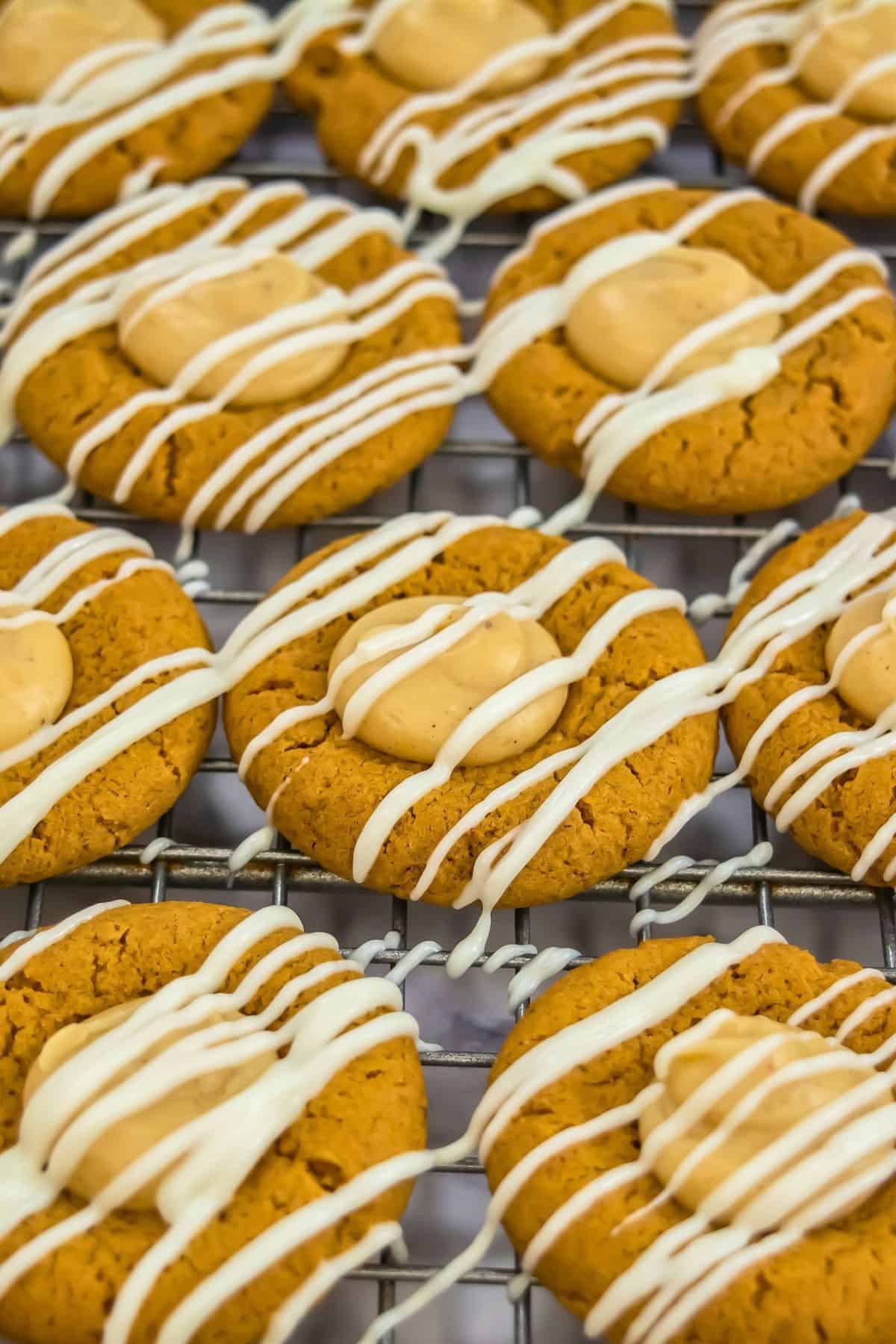 gingerbread holiday cookies on wire rack.